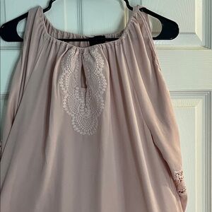 Cynthia Rowley Blush Pink Lace Blouse Cold Shoulder